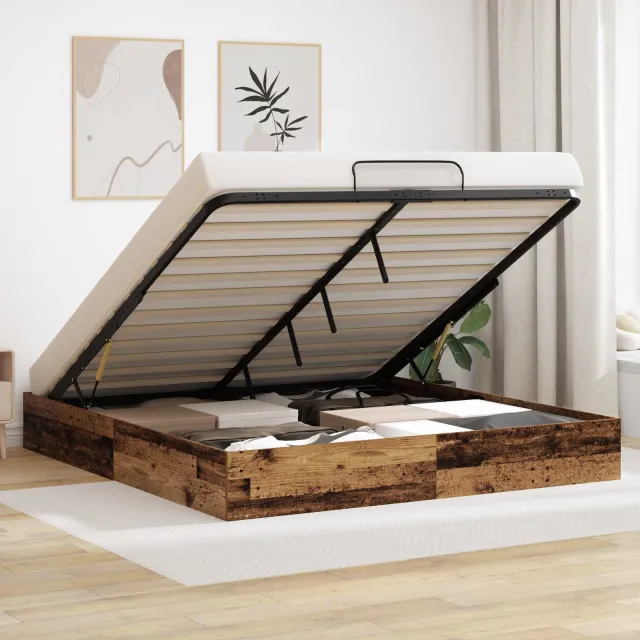 vidaXL Ottoman Bedframe Oud hout 180 x 200 cm Geconstrueerd hout Bruin