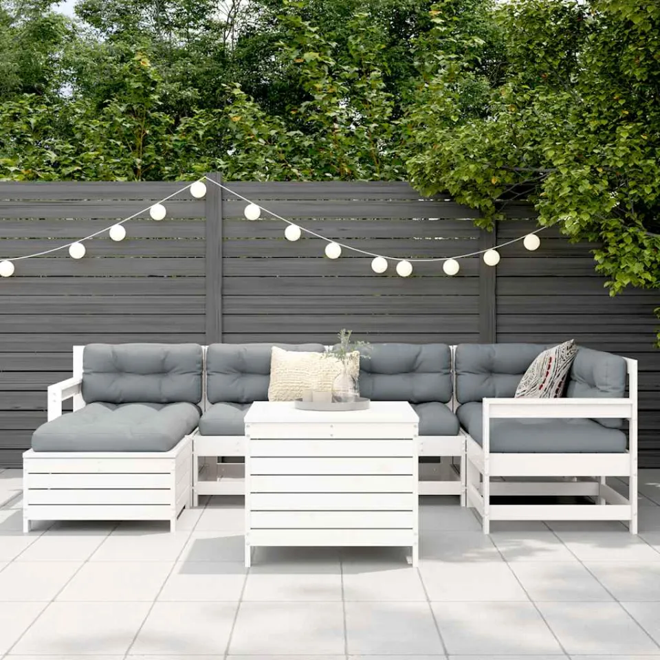 vidaXL 7-delige Loungeset massief grenenhout wit, foto 3