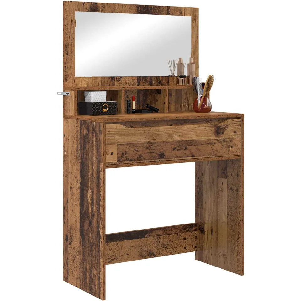 vidaXL Slaapkamer Kaptafels Oud Hout 80 x 39,6 x 135 cm Bewerkt hout Bruin