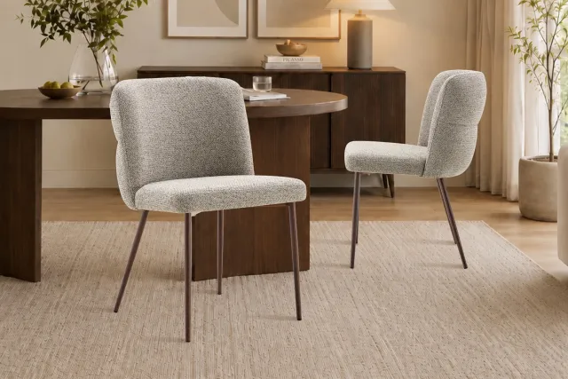 Stoelen/Eetkamerstoel 'Alix' in stof Peper kleur - H 82cm x B 51 x D 61 cm - Rousseau - Per stuk