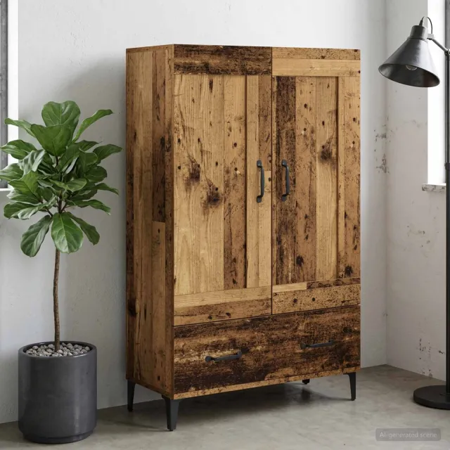 vidaXL Hoge kast Oud hout 70 x 31 x 115 cm Bewerkt hout bruin, foto 2