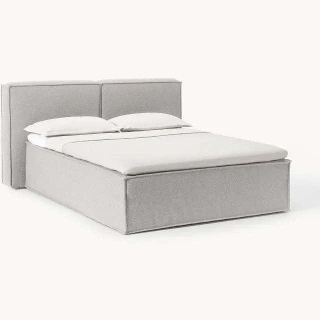 Westwing Collection Bouclé divan bed Lennon Grijs