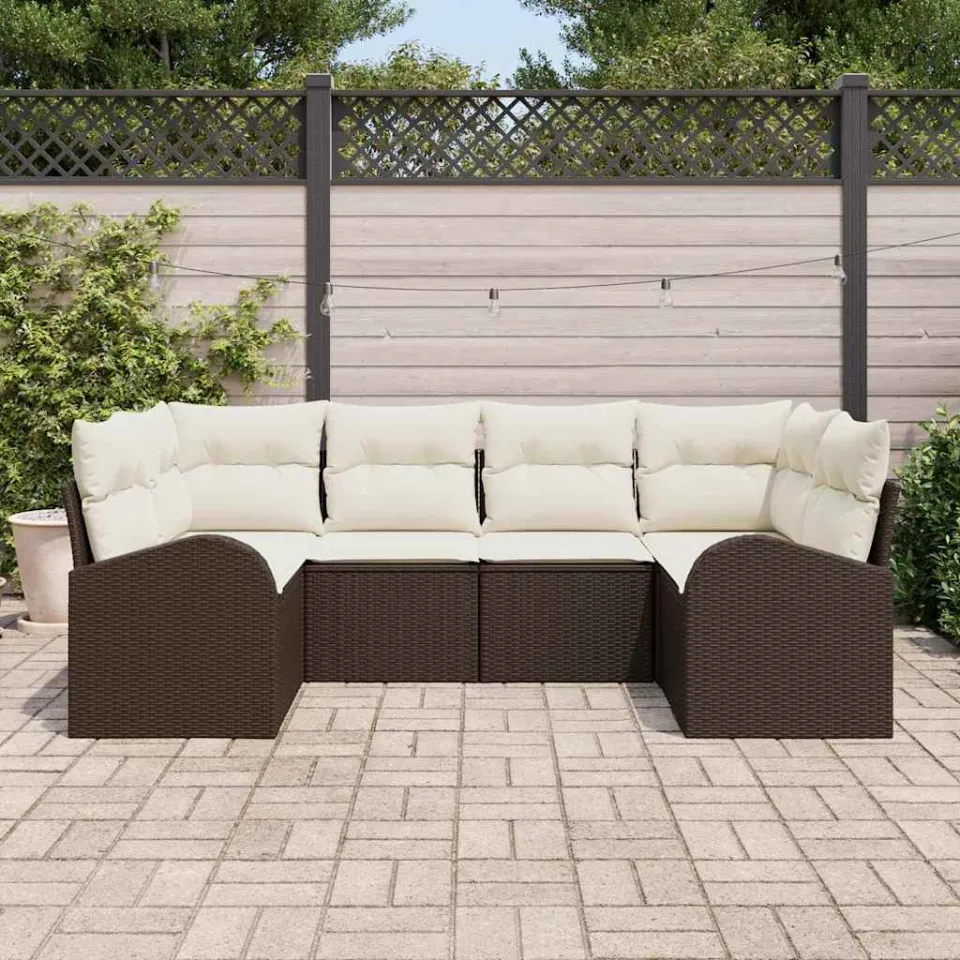 vidaXL Tuin Sofa Set 6 st 6-zits Bruin poly rattan, foto 3