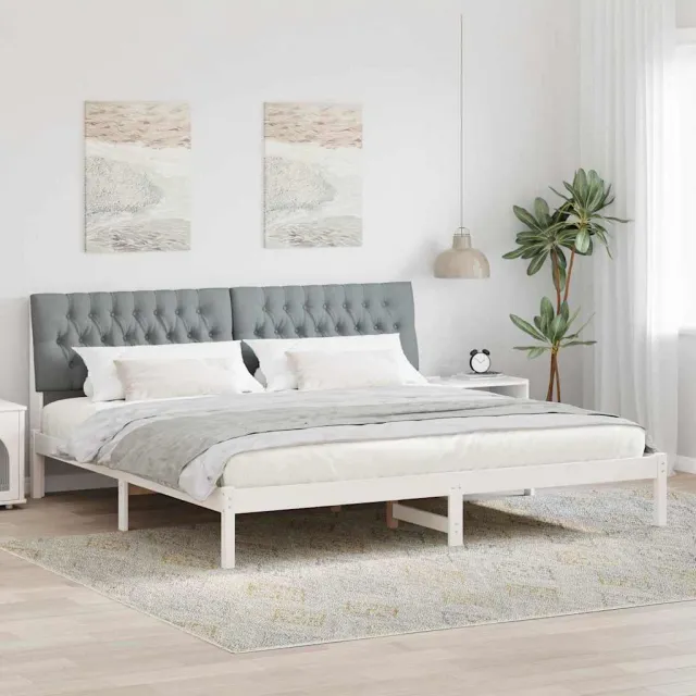 vidaXL Bedframe met Gevoerd Hoofdgedeelte Wit 200 x 200 cm