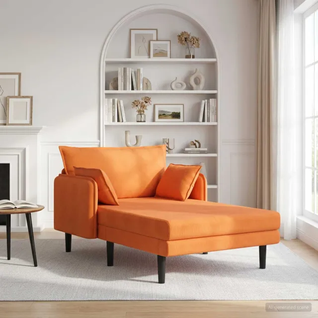 vidaXL Grote chaise longue Oranje Katoenen stof