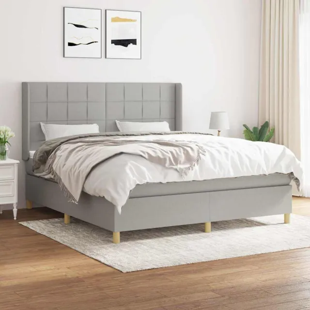 vidaXL Boxspring met matras stof lichtgrijs 160x200 cm grijs