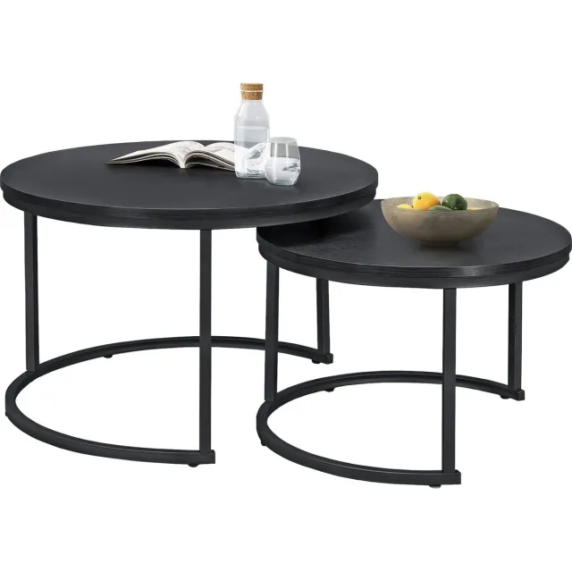 en.casa Salontafel Christchurch rond set van 2 zwart [en.casa]