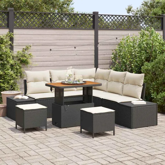 vidaXL Tuinbankenset 8 st Zwart poly rattan, foto 2