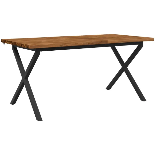 vidaXL Eettafel - met - levendige - rand - 140 - x - 90 - x - 75 - cm naturel en zwart