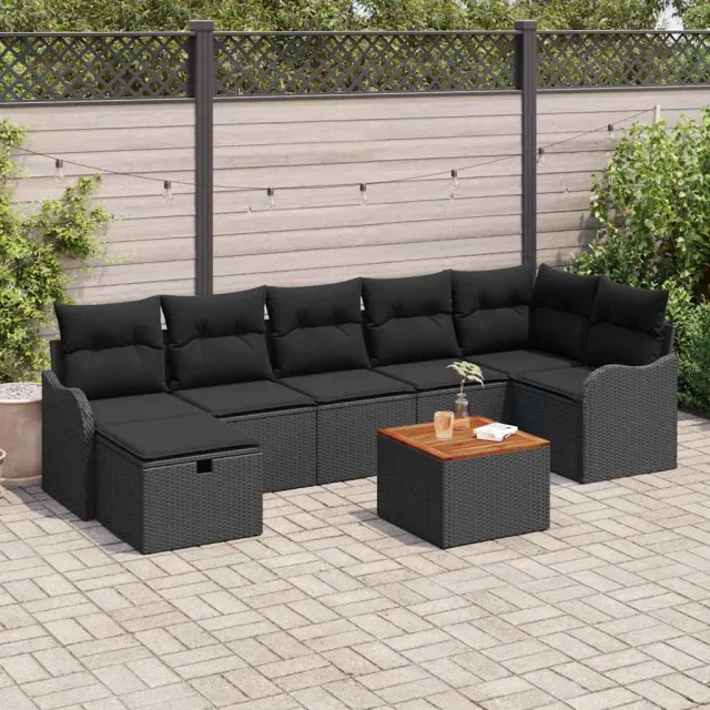 vidaXL Tuinbankenset 8 st Zwart Poly riet, foto 2