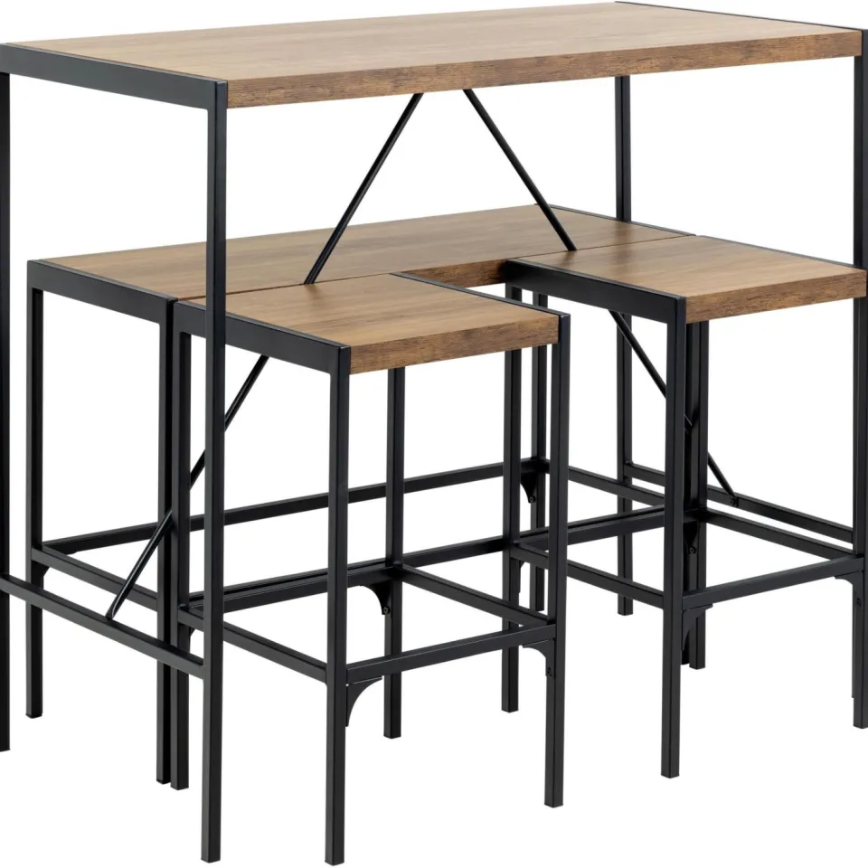 Bendt Bartafel set 'Deryk' Eikenlook, Met 2 barstoelen en bankje, foto 4