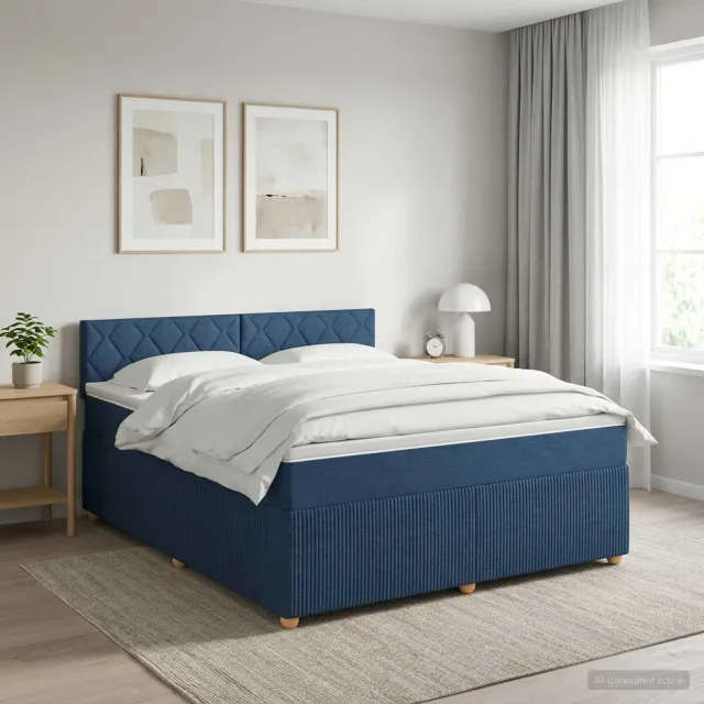 vidaXL Boxspringbed met matras met hoofdeinde Blauw 140 x 190 cm Stof
