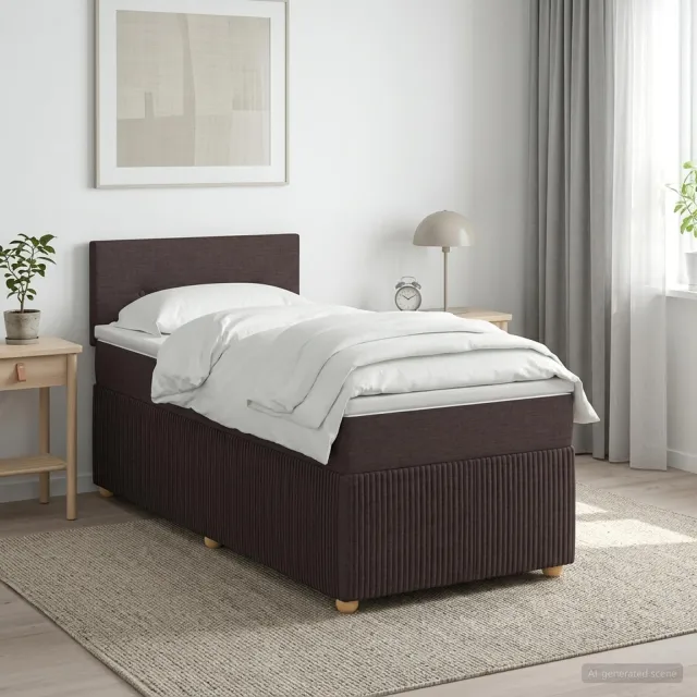 vidaXL Boxspringbed met matras Donkerbruin 90 x 200 cm Stof