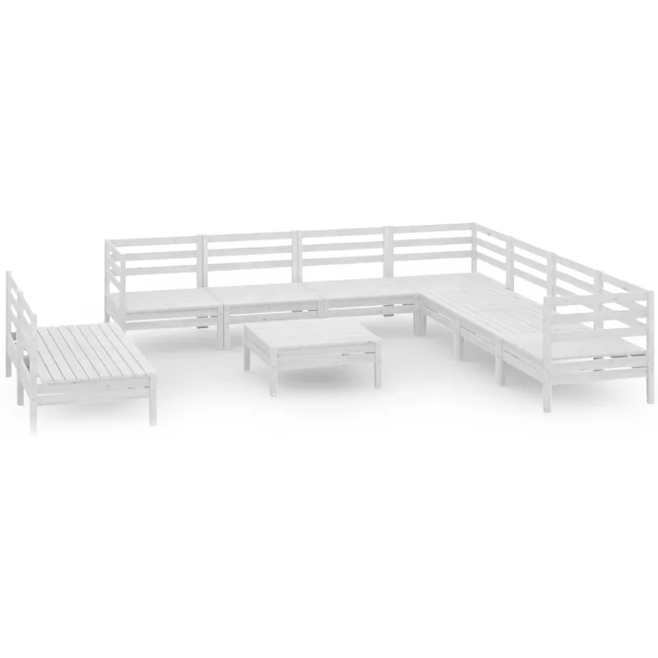 vidaXL 10-delige Loungeset massief grenenhout wit, foto 3