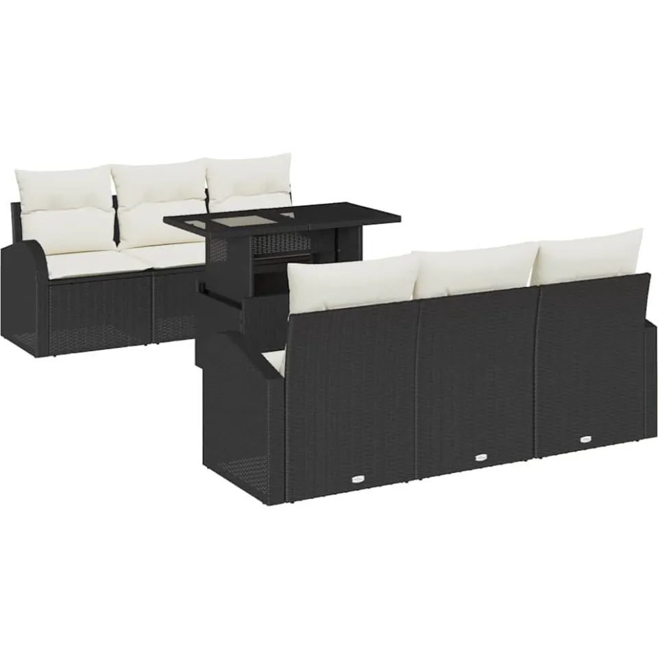 vidaXL Tuin Sofa Set 7 st Zwart Poly riet