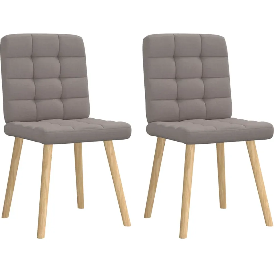 vidaXL Eetkamerstoelen draaibaar 2 st stof taupe, foto 3