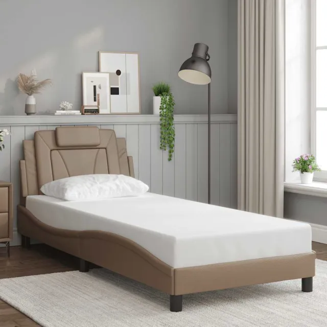 vidaXL Bedframe "Viana" zonder matras kunstleer cappuccinokleurig 90x200 cm Bruin