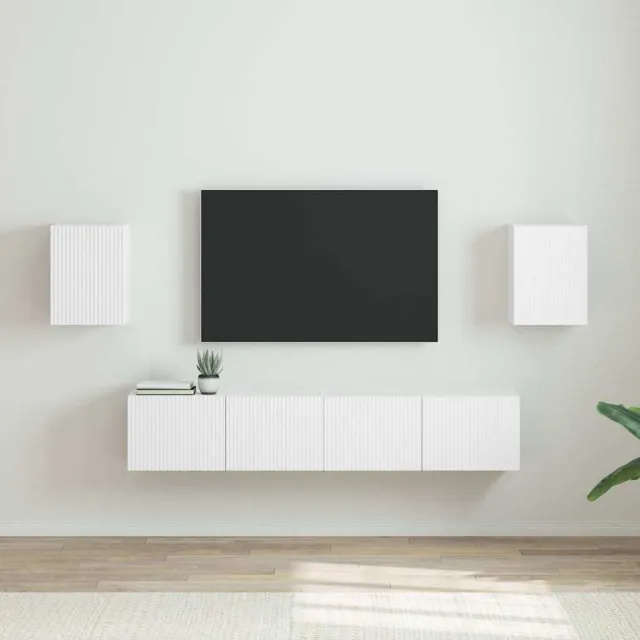 vidaXL TV Wandkast 2 st Wit Bewerkt hout, foto 2