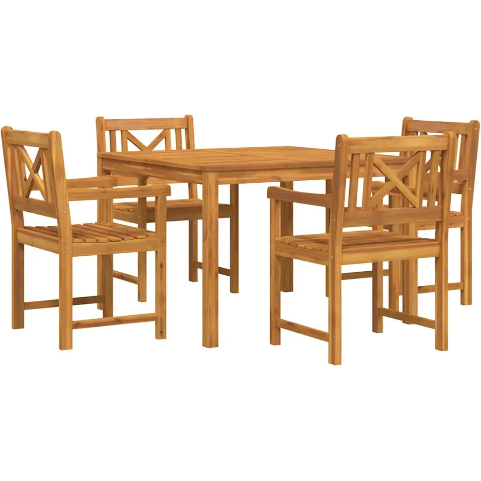 vidaXL Tuin eettafelset 5 st Bruin Massief acaciahout