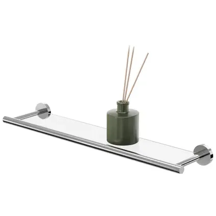 Tiger Planchet Boston - Gepolijst - Glas - Schroeven - Rvs Gepolijst - 58,1x13cm Zilver