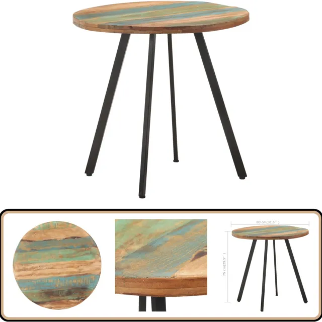 vidaXL Eettafel - 80 - cm - massief - gerecycled - hout Meerkleurig
