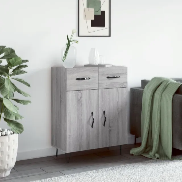 vidaXL Dressoir 69,5x34x90 cm bewerkt hout grijs sonoma eikenkleurig, foto 2