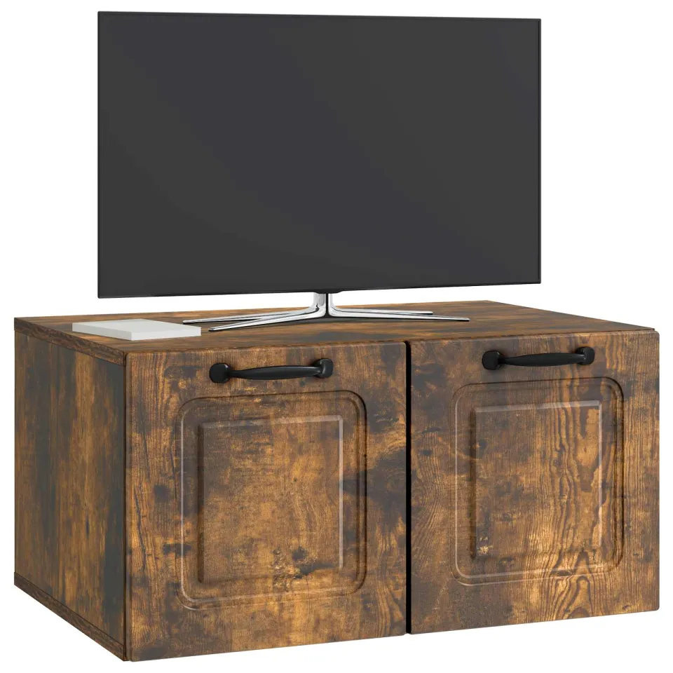 vidaXL Wandbeugel TV-kast Gerookt eiken 59,5 x 41 x 30 cm Bewerkt hout Bruin