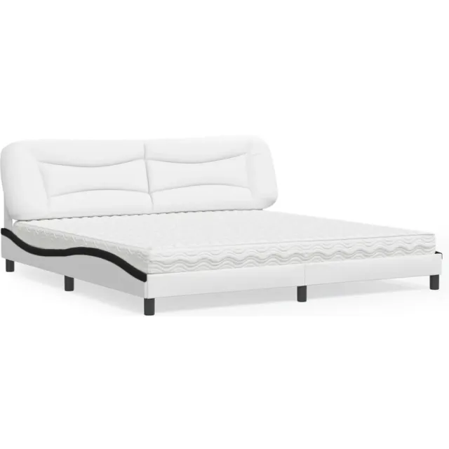 vidaXL Bed met matras "Hvar" kunstleer wit en zwart 200x200 cm