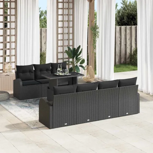 vidaXL Tuin Sofa Set 8 st Zwart Poly riet, foto 2