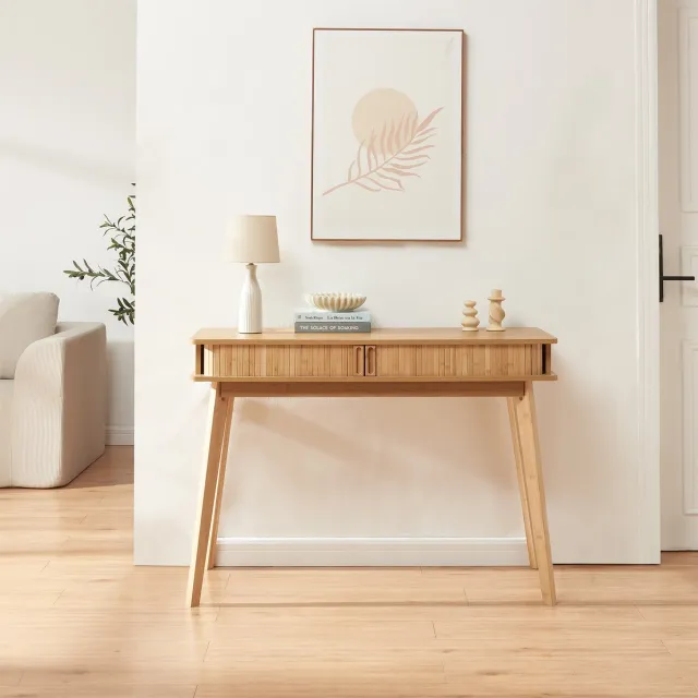 en.casa Consoletafel Tysvær bamboe 110x40x78 cm naturel [en.casa]