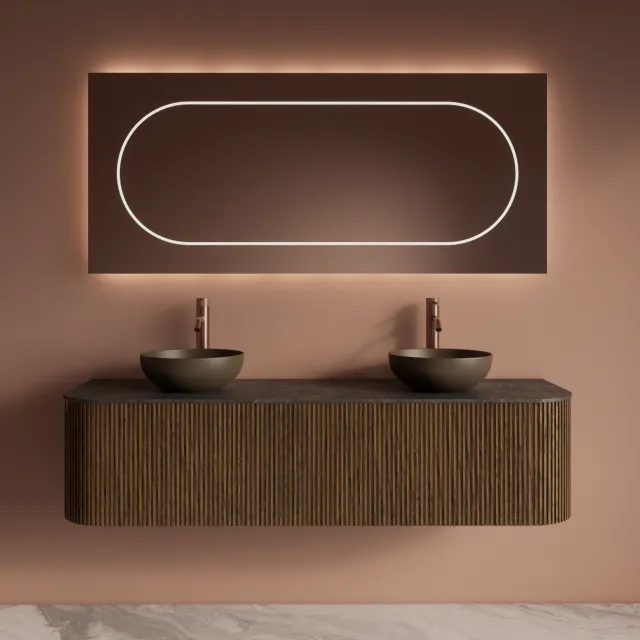 Gliss Design Badkamermeubelset Gliss Design Alluro 160 cm Castle Brown Bruin