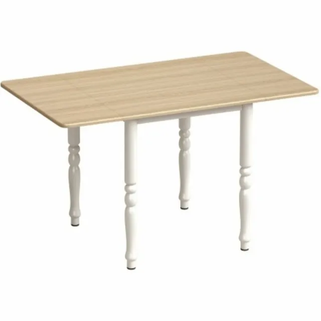 Rolipo Uitschuifbare/Inklapbare Eettafel – Voor 2 tot 6 Personen – Ruimtebesparend – 134 x 80 x 75 cm – Naturel/Wit Natuurhout, wit