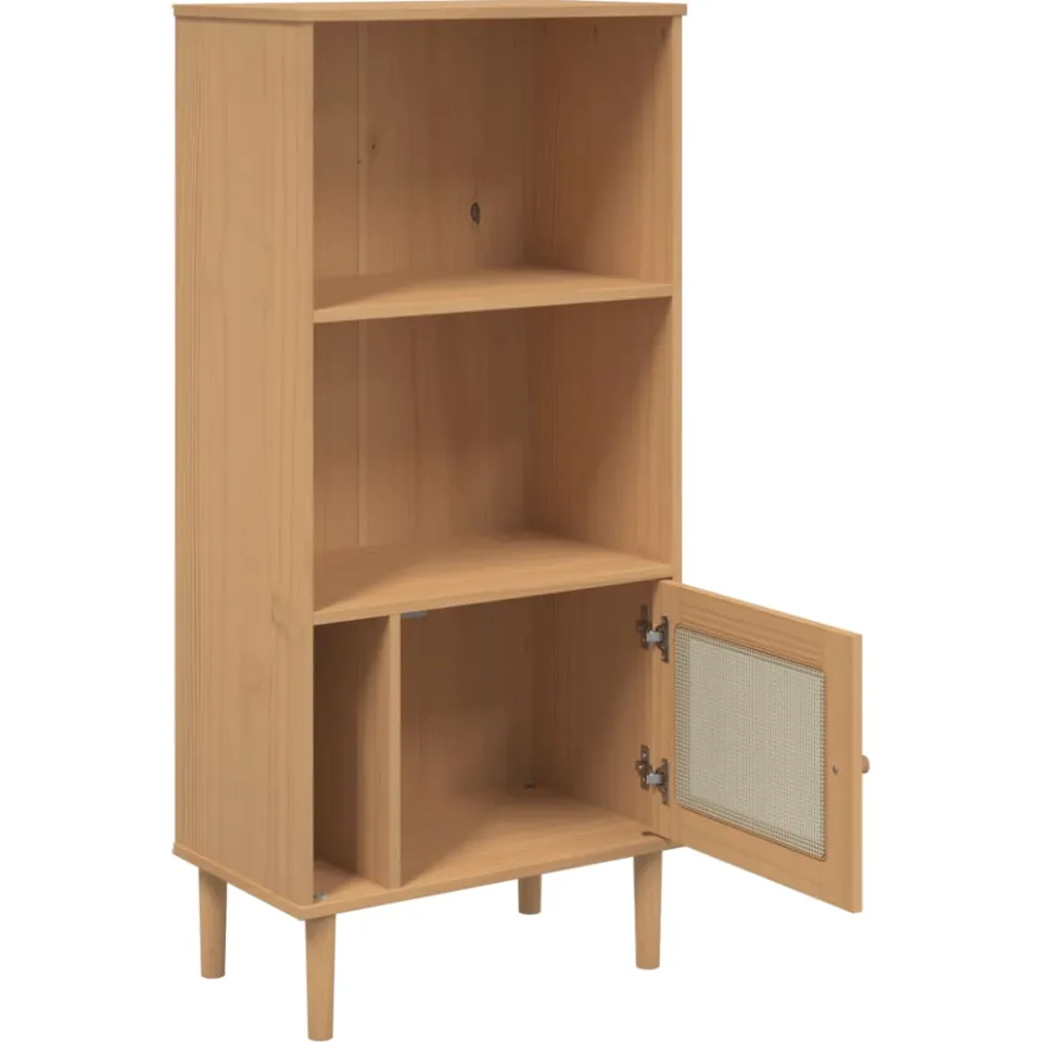 vidaXL Boekenkast SENJA rattan-look 60x35x130 cm grenenhout bruin, foto 3