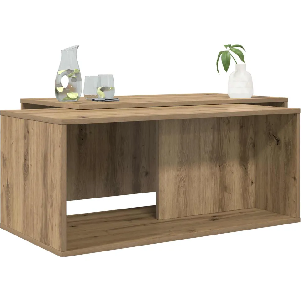 vidaXL Koffietafel Set 2 st Artisan Eiken 90 x 48 x 40 cm Bewerkt hout Bruin