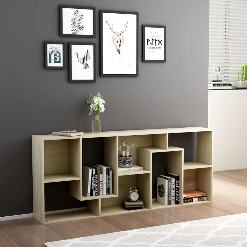 vidaXL Boekenkast 67x24x161 cm bewerkt hout sonoma eikenkleurig, foto 3