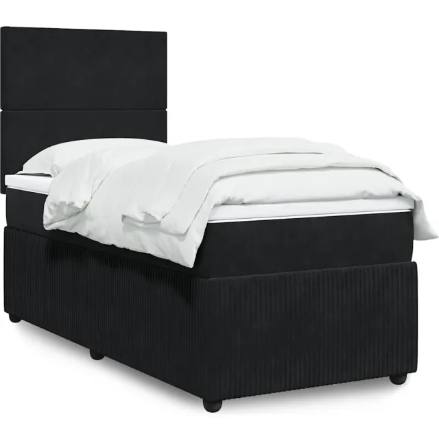 vidaXL Boxspring met matras fluweel zwart 90x190 cm