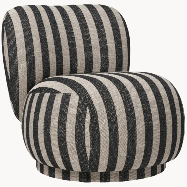Ferm Living Loungefauteuil Rico Beige, Zwart