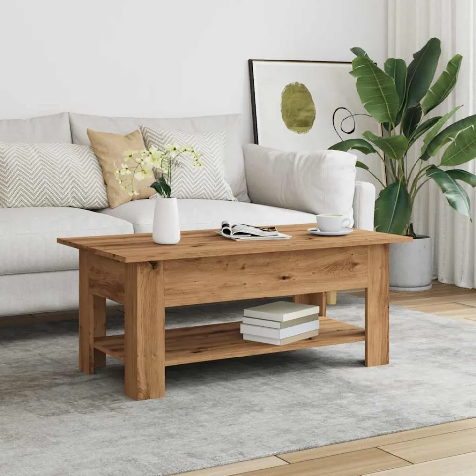 vidaXL Salontafel 102x55x42 cm bewerkt hout artisanaal eikenkleur, foto 2