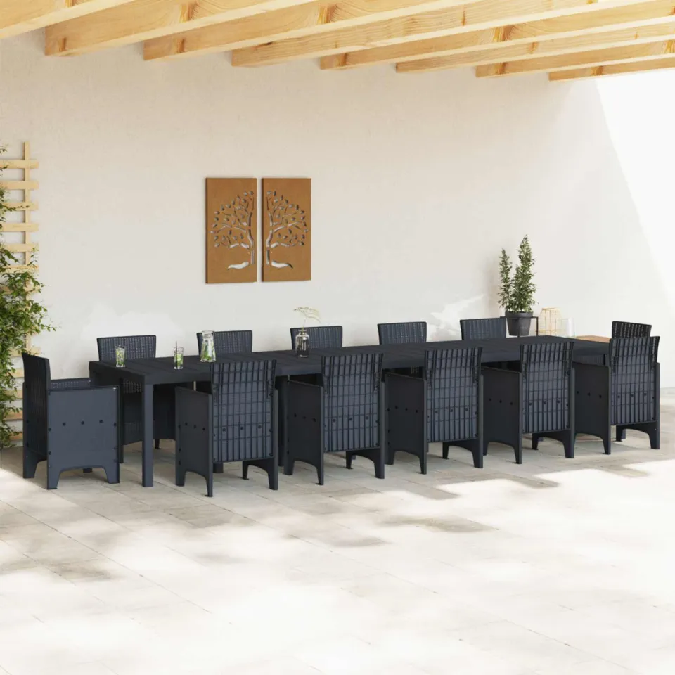 vidaXL Tuinstafel Antraciet 400 x 100 x 73 cm poly rattan, foto 3