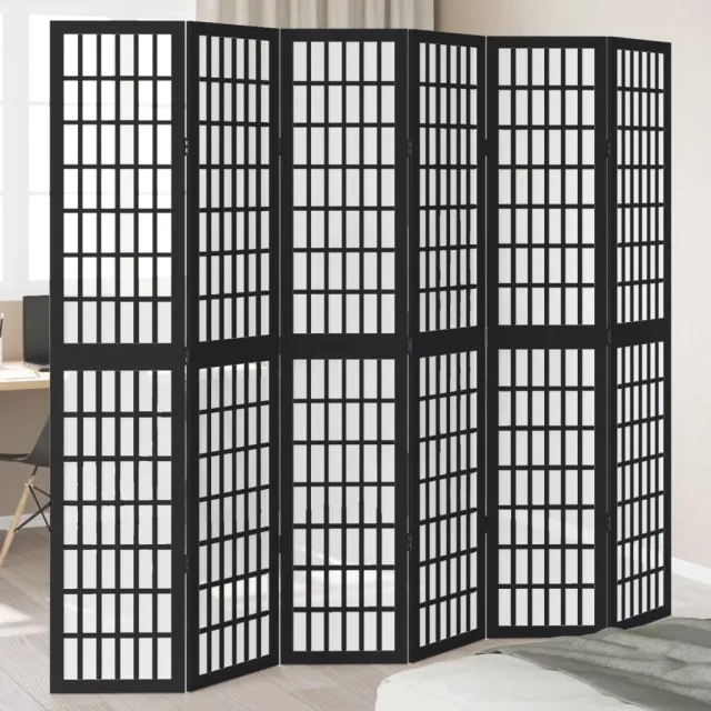 vidaXL Kamerscherm met 6 panelen massief paulowniahout zwart, foto 2