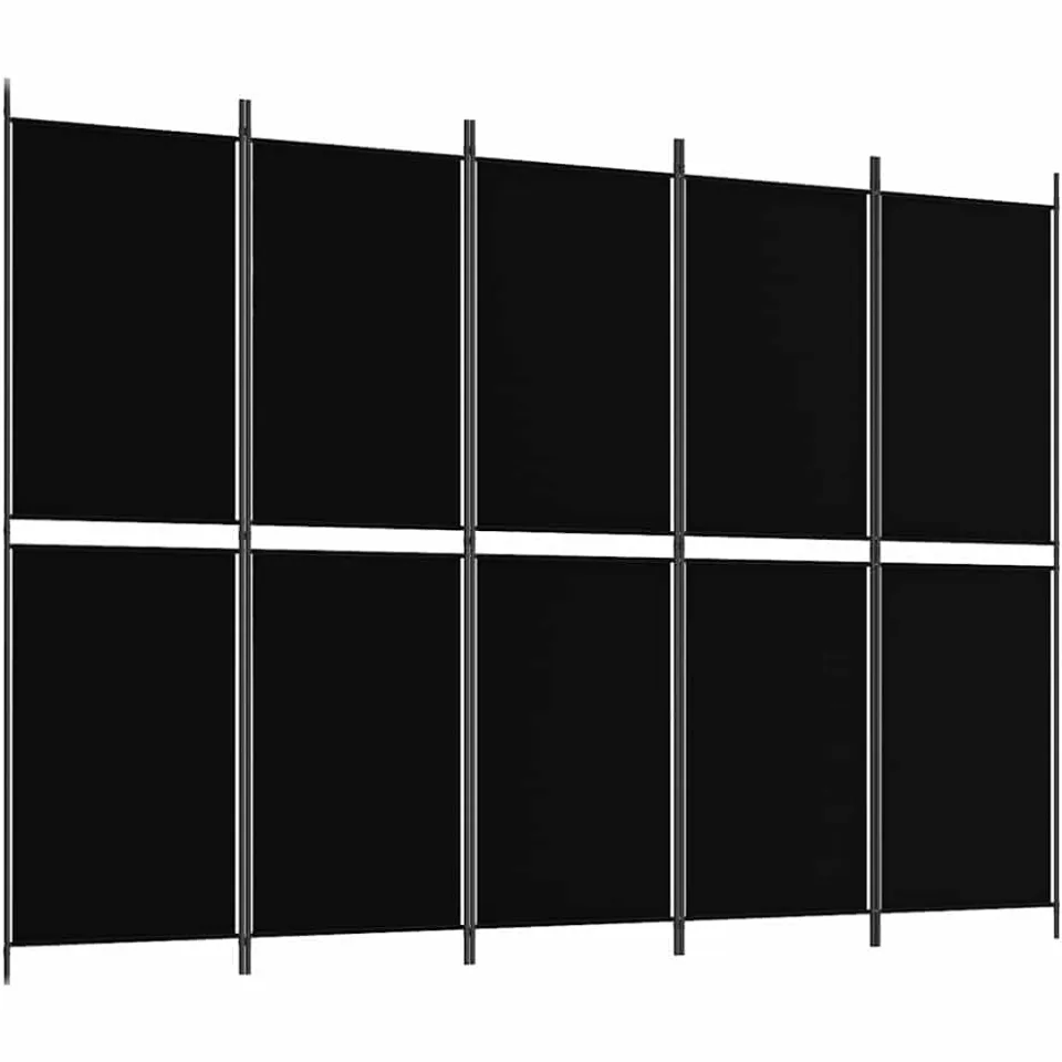 vidaXL Kamerscherm met 5 panelen 250x180 cm stof zwart, foto 4