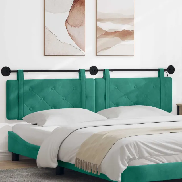 vidaXL Hangend hoofdbord Met LED-verlichting Turquoise Fluweel