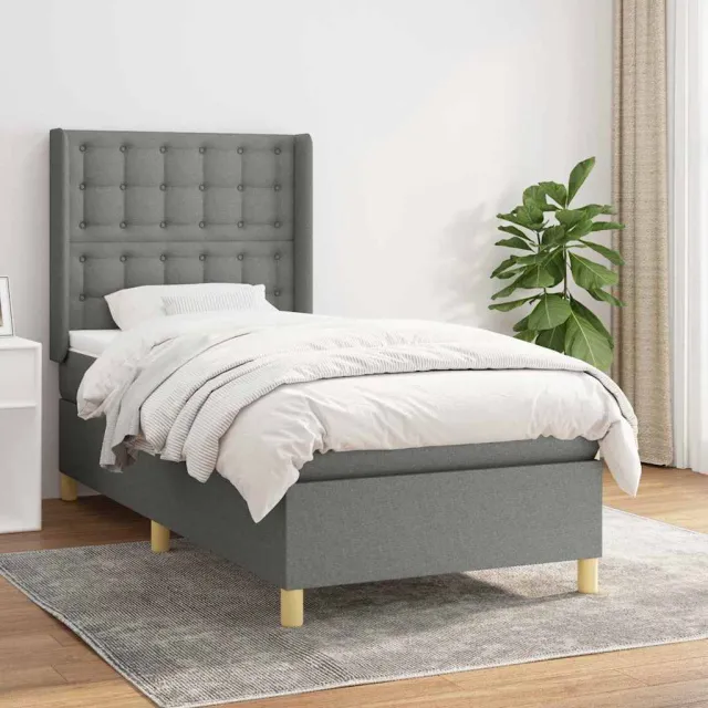 vidaXL Boxspring met matras stof donkergrijs 100x200 cm grijs