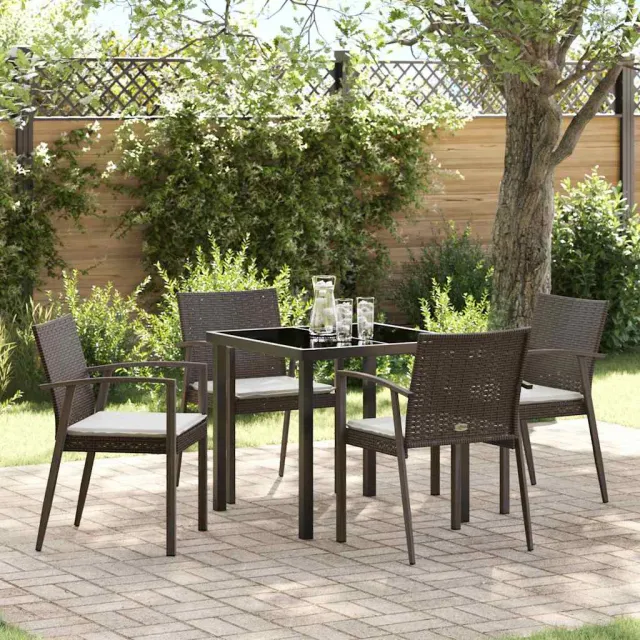 vidaXL Tuin eettafelset 5 st Bruin en zwart PE Rattan, foto 2