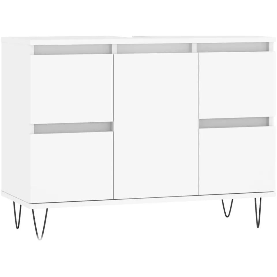 vidaXL Badkamerkast 80x33x60 cm bewerkt hout wit, foto 3