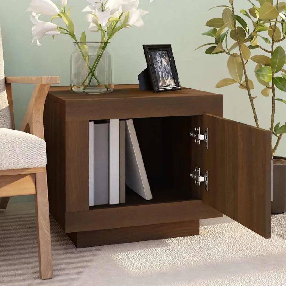 vidaXL Salontafel 51x50x45 cm bewerkt hout bruin eikenkleur, foto 3