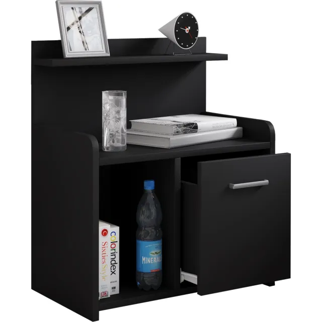 Vcm zwarte nachtkastje, nachtkastje, nachtkastje voor slaapkamer, groot nachtkastje, nachtkastje met lades voor slaapkamer, nachtkastje met lades, nachtkastjes Hoog nachtkastje Bijzettafel Lade Console Boxspring nachtkastje Nilasa