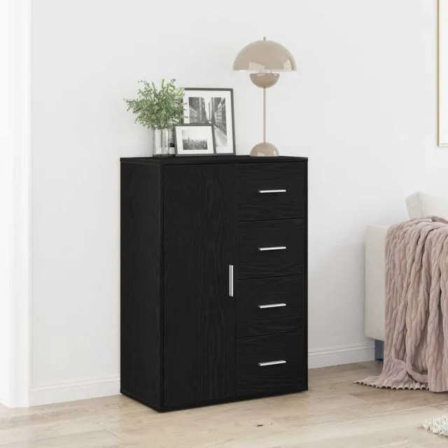 vidaXL Dressoir Zwart Eiken 60 x 31 x 84 cm Bewerkt hout, foto 2