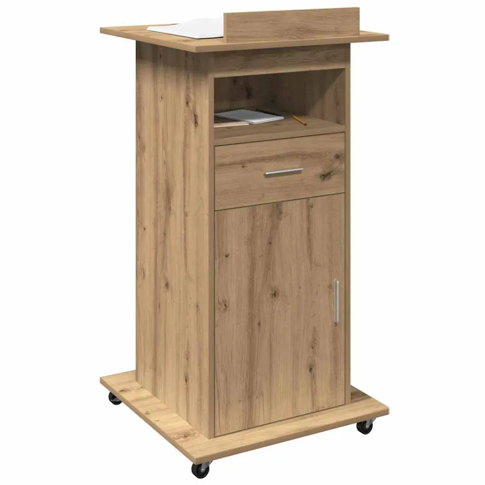 vidaXL Podium Artisan Eiken Bewerkt hout 55 x 55 x 107 cm Bruin