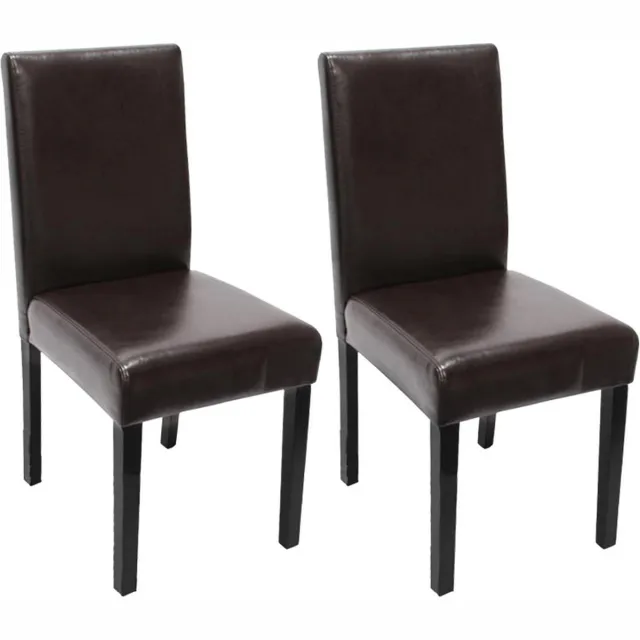 Cosmo Casa Set van 2 Eetkamerstoelen - Keukenstoelen - Leder - Bruin - Donkere Poten